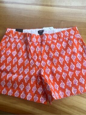 J. Crew Orange Shorts with Pink Leaf Print